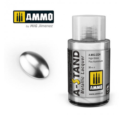 Ammo® Peinture A-Stand High-Shine Plus Aluminium Lacquer référence A.MIG-2324