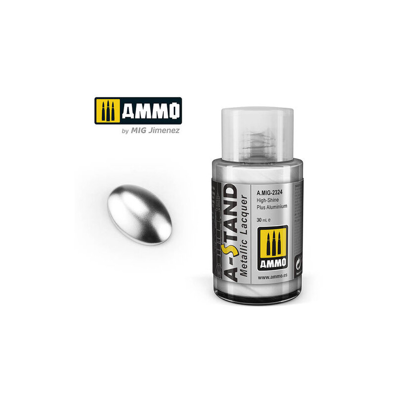 Ammo® Peinture A-Stand High-Shine Plus Aluminium Lacquer référence A.MIG-2324