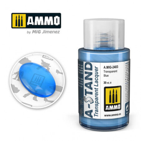 Ammo® Peinture A-Stand Transparent Blue Lacquer référence A.MIG-2403