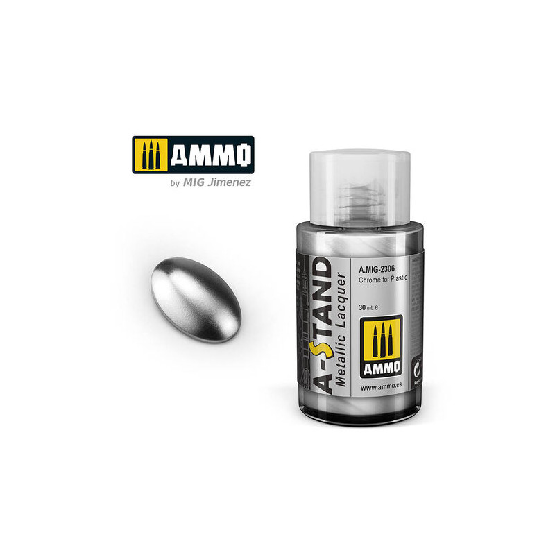 Ammo® Peinture A-Stand Chrome Lacquer pour plastique référence A.MIG-2306