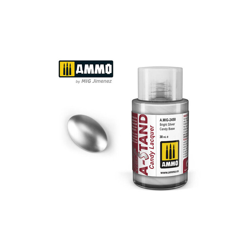 Ammo® Peinture A-Stand Bright Silver Candy Base Lacquer référence A.MIG-2450