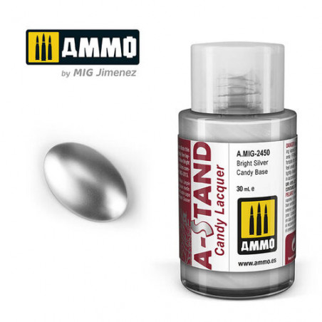 Ammo® Peinture A-Stand Bright Silver Candy Base Lacquer référence A.MIG-2450