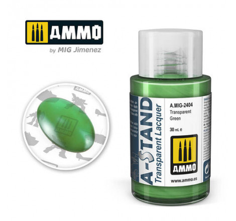 Ammo® Peinture A-Stand Transparent Green Lacquer référence A.MIG-2404