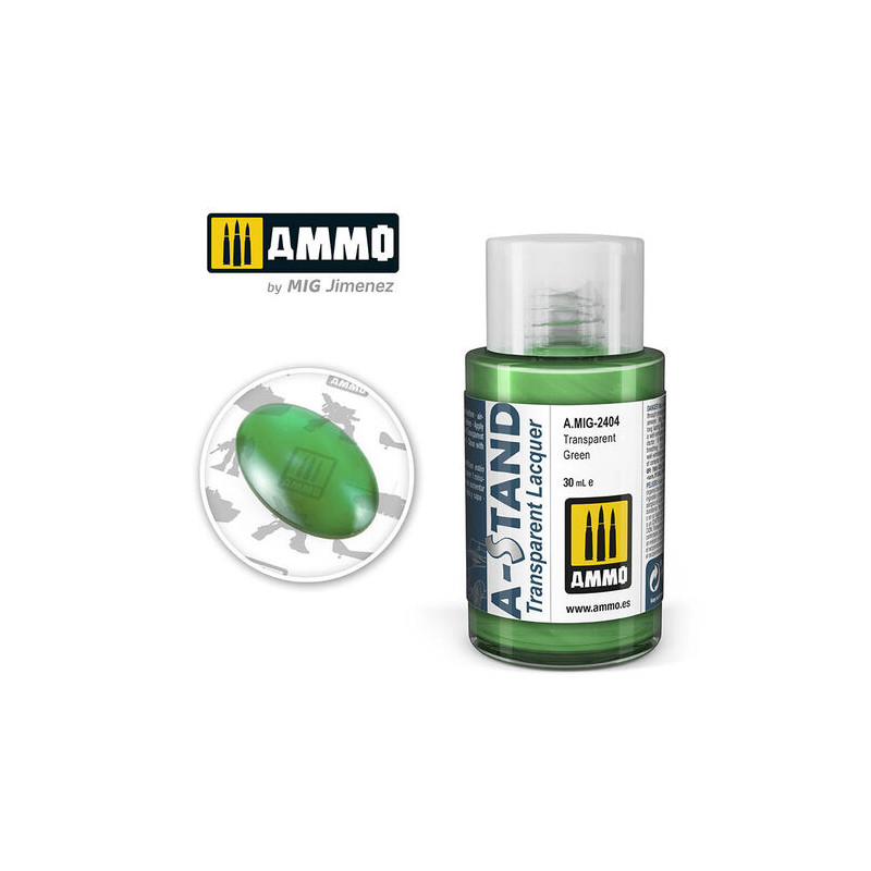 Ammo® Peinture A-Stand Transparent Green Lacquer référence A.MIG-2404