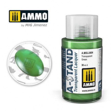 Ammo® Peinture A-Stand Transparent Green Lacquer référence A.MIG-2404