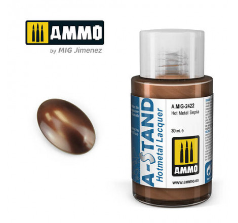 Ammo® Peinture A-Stand Hot Metal Sepia Lacquer référence A.MIG-2422