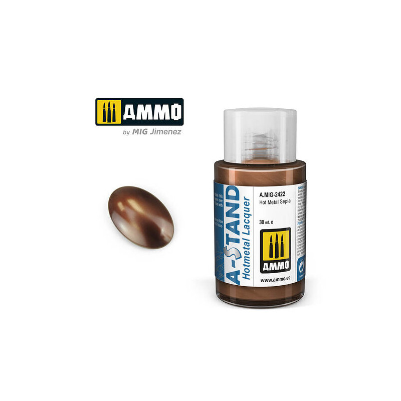 Ammo® Peinture A-Stand Hot Metal Sepia Lacquer référence A.MIG-2422