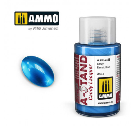 Ammo® Peinture A-Stand Candy Electric Blue Lacquer référence A.MIG-2458