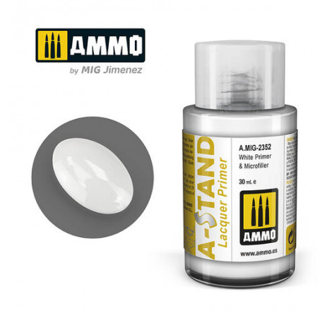 Ammo® Peinture A-Stand White Gloss Primer Lacquer référence A.MIG-2356