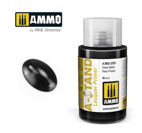 Ammo® Peinture A-Stand Black Gloss Base Primer Lacquer référence A.MIG-2351