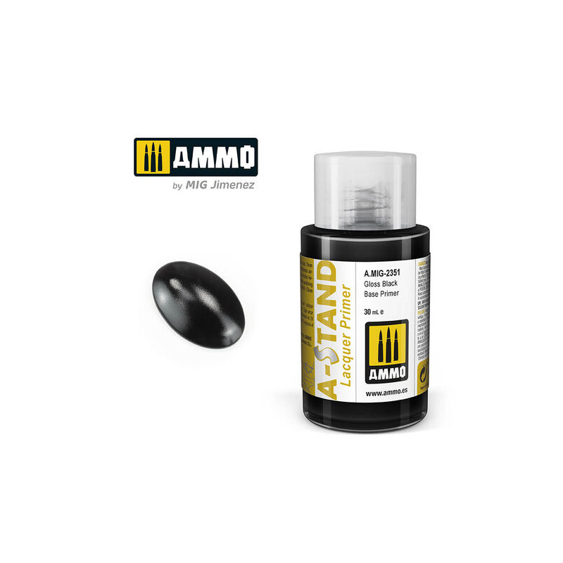 Ammo® Peinture A-Stand Black Gloss Base Primer Lacquer référence A.MIG-2351