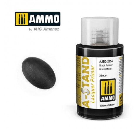 Ammo® Peinture A-Stand Black Primer & Microfiller Lacquer référence A.MIG-2354