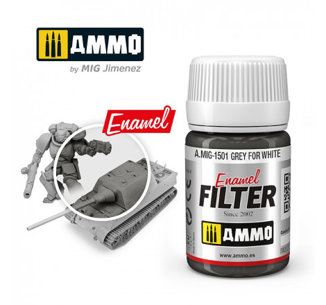 Ammo® Filtre enamel gris pour blanc A.MIG-1501