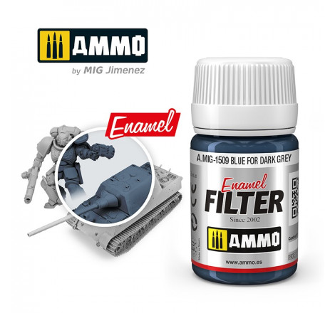 Ammo® Filtre enamel bleu pour gris foncé A.MIG-1509