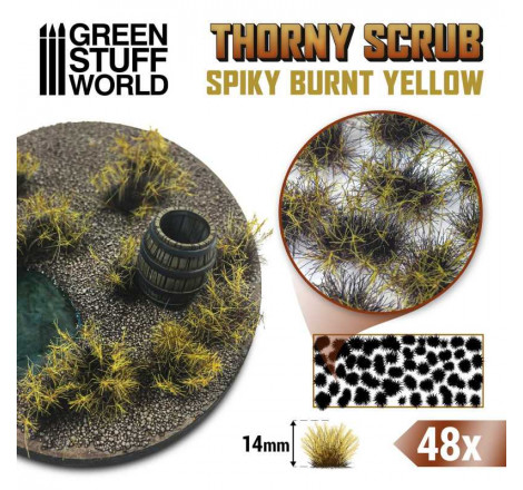 Green Stuf World® Buissons épineux jaune brûlé (x48) 14 mm