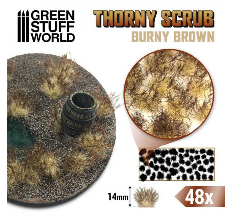 Green Stuf World® Buissons épineux marron brûlé (x48) 14 mm