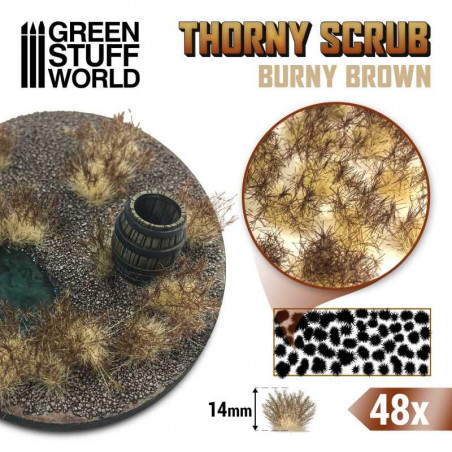 Green Stuff World® Buissons épineux marron brûlé (x48) 14 mm