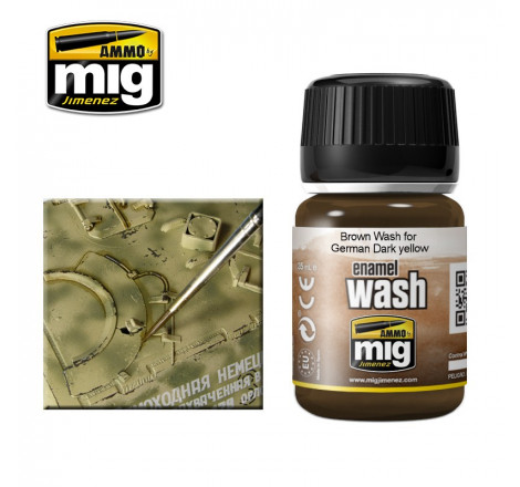 Ammo® Wash enamel Brown wash for german dark yellow référence A.MIG-1000