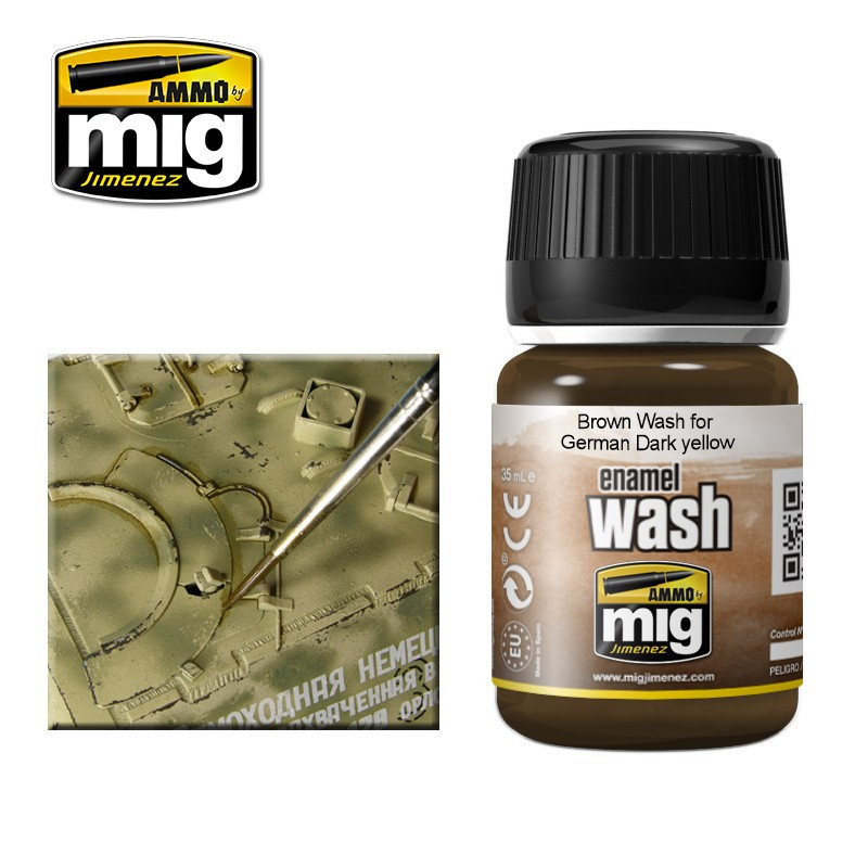 Ammo® Wash enamel Brown wash for german dark yellow référence A.MIG-1000