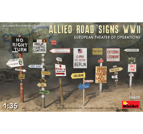 MiniArt® Panneaux routier alliés WW2 (théâtre européen) 1:35 35608