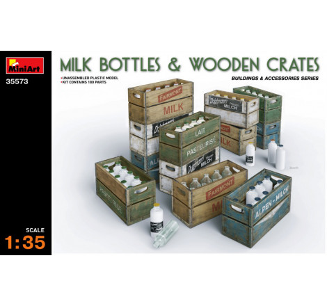 MiniArt® Set de caisses en bois et bouteilles de lait 1:35 référence 35573