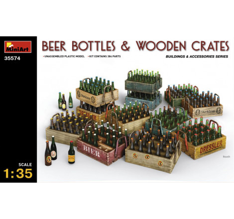 MiniArt® Set de bouteilles de bières et caisses en bois 1:35 référence 35574