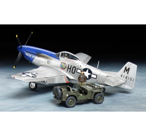 Tamiya® Maquette militaire avion P-51D Mustang & Jeep 1:48 référence 25205