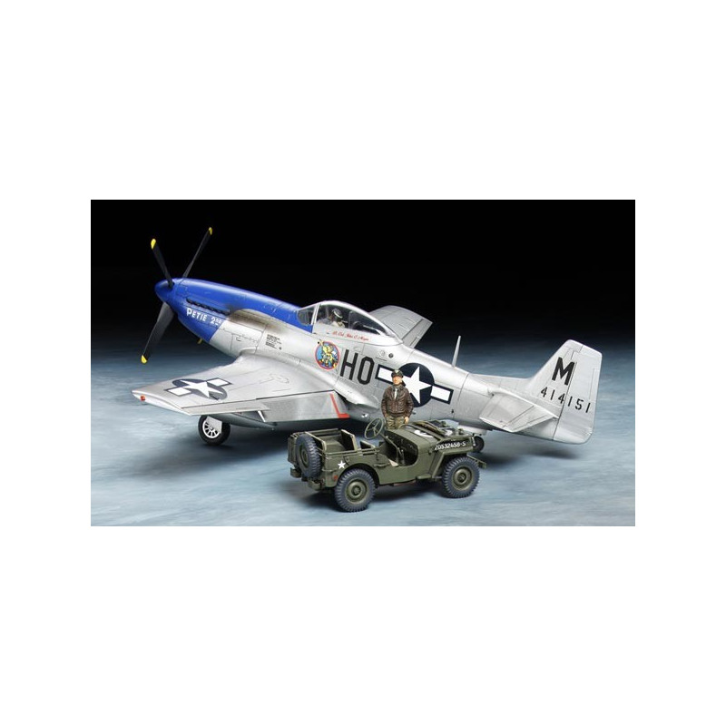 Tamiya® Maquette militaire avion P-51D Mustang & Jeep 1:48 référence 25205