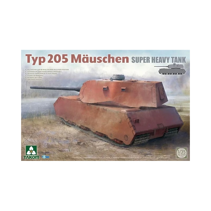 Takom® Maquette militaire char super lourd Typ 205 Mäuschen 1:35 référence 2159
