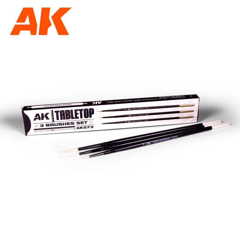 AK® Set pinceaux synthétique Tabletop (x3) référence AK573