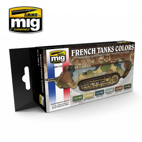 Ammo® Set peinture camouflage chars français 1ère et 2ème guerre mondiale référence A.MIG-7110