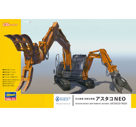 Hasegawa® Hitachi double arm working machine Astaco Neo 1:35