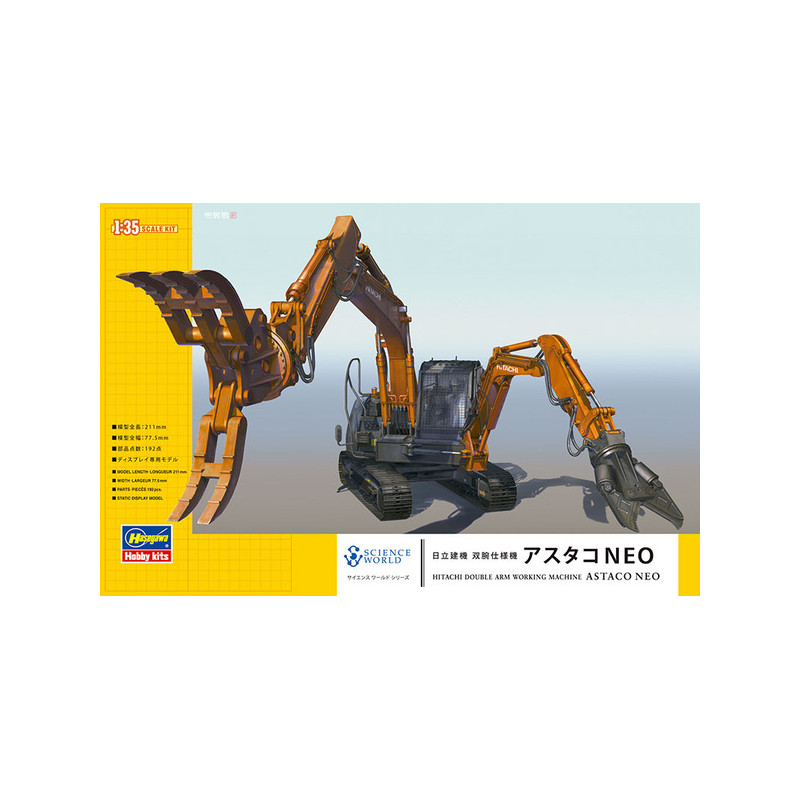 Hasegawa® Hitachi double arm working machine Astaco Neo 1:35