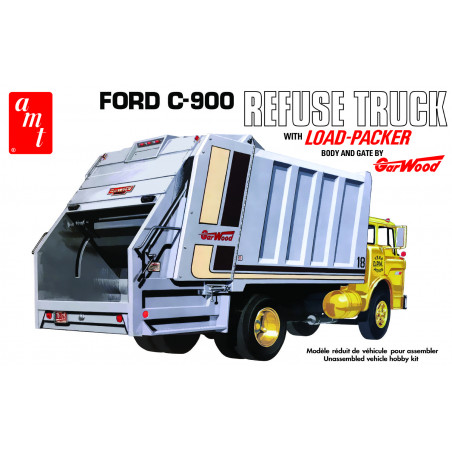 AMT® Maquette camion poubelle Ford C-900 Refuse Truck + Load Packer 1:25 référence AMT1247/12