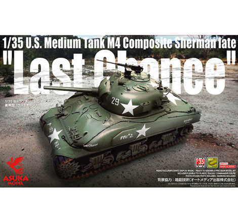 Asuka Model® Maquette militaire char US Sherman M4 Composite (production tardive) "last chance" 1:35 référence 35-049