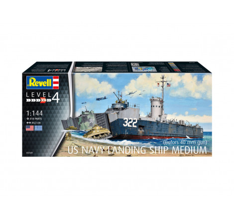 Revell® Maquette bateau US Navy landing ship medium (bofors 40 mm gun) 1:144 référence 05169