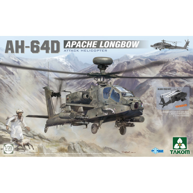 Takom® Maquette d'hélicoptère AH-64D Apache Longbow 1:35 référence 2601