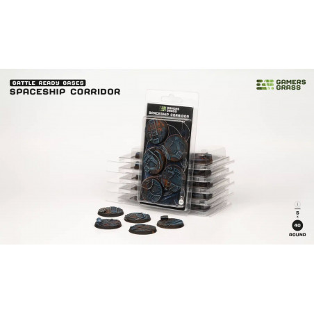 GamersGrass® - Socles résine Spaceship Corridor rond 40 mm (x5) référence GGB-SPR40