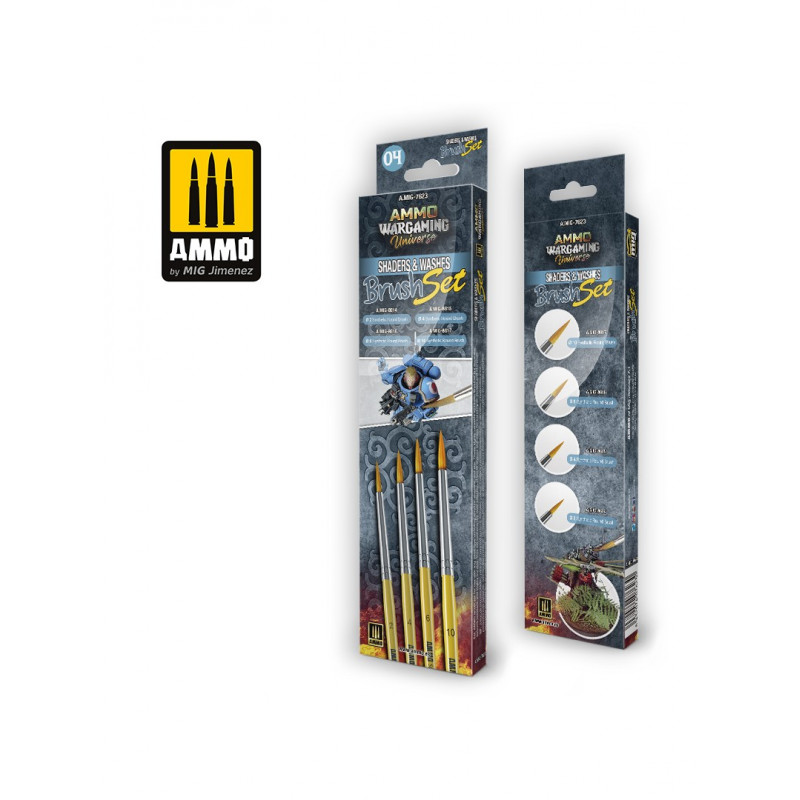 Ammo® Wargaming Universe - Shaders & Washes brush set référence A.MIG-7623