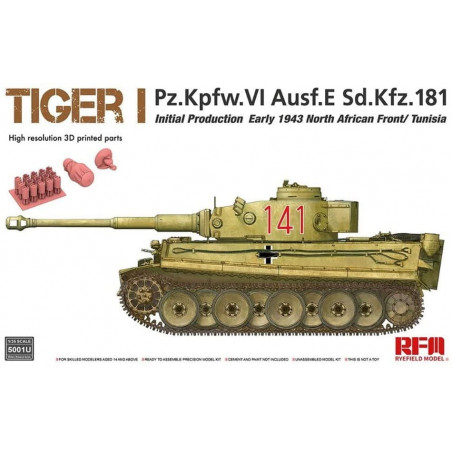 Ryefield Model® Maquette militaire char Tiger Ausf.E (production initiale) Tunisie 1943 1:35 référence 5001U