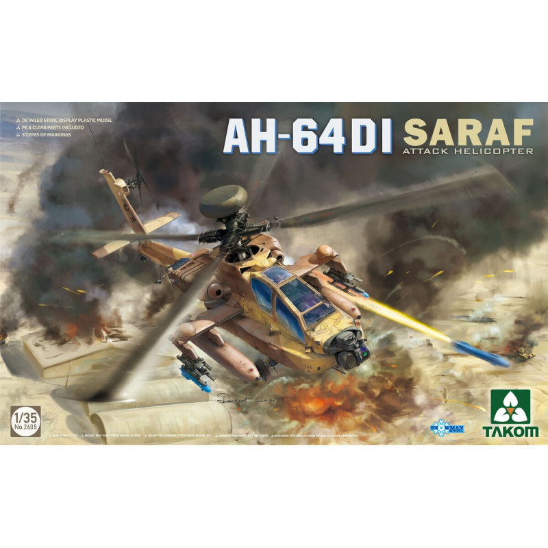Takom® Maquette hélicoptère d'attaque AH-64DI SARAF 1:35 référence 2605