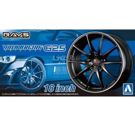 Aoshima® Set de 4 roues 18 pouces + pneus Volk Racing G25 1:24 référence AO06118