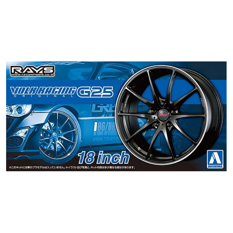 Aoshima® Set de 4 roues 18 pouces + pneus Volk Racing G25 1:24 référence AO06118
