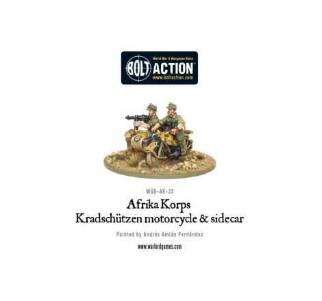 Warlord Games® Bolt Action - Afrika Korps Kradschutzen Motorcycle & sidecar 1:56 référence WGB-AK-23