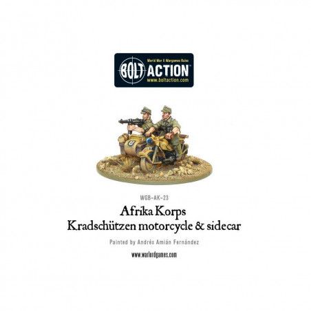 Warlord Games® Bolt Action - Afrika Korps Kradschutzen Motorcycle & sidecar 1:56 référence WGB-AK-23