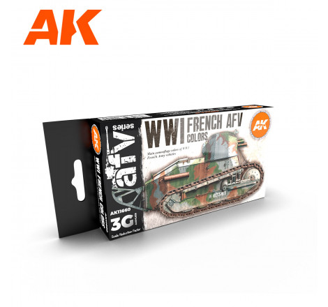 AK® Set de peinture 3G pour char Français de la première guerre mondiale référence AK11660