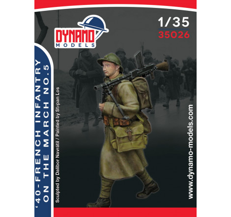 Dynamo Models® Figurine infanterie française tireur FM 24/29 en marche 1940 n°5 1:35 référence 35026