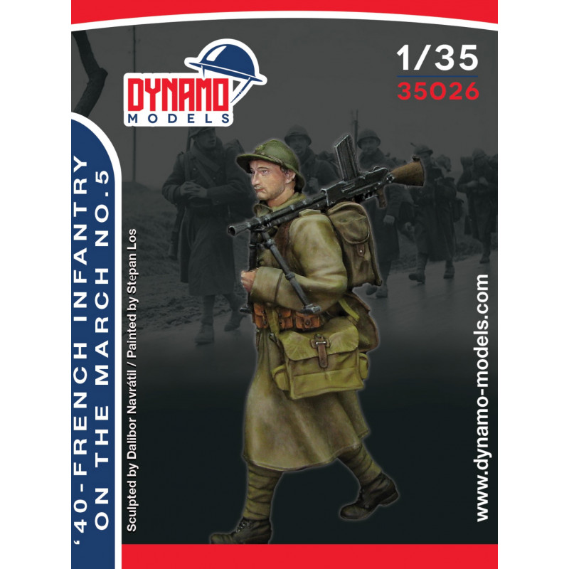 Dynamo Models® Figurine infanterie française tireur FM 24/29 en marche 1940 n°5 1:35 référence 35026