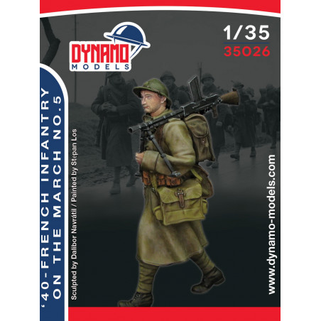 Dynamo Models® Figurine infanterie française tireur FM 24/29 en marche 1940 n°5 1:35 référence 35026