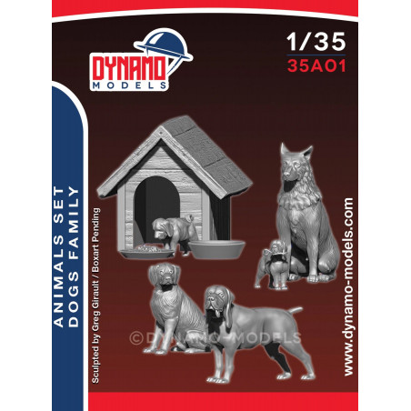 Dynamo Models® Set niche avec chiens 1:35 référence 35A01